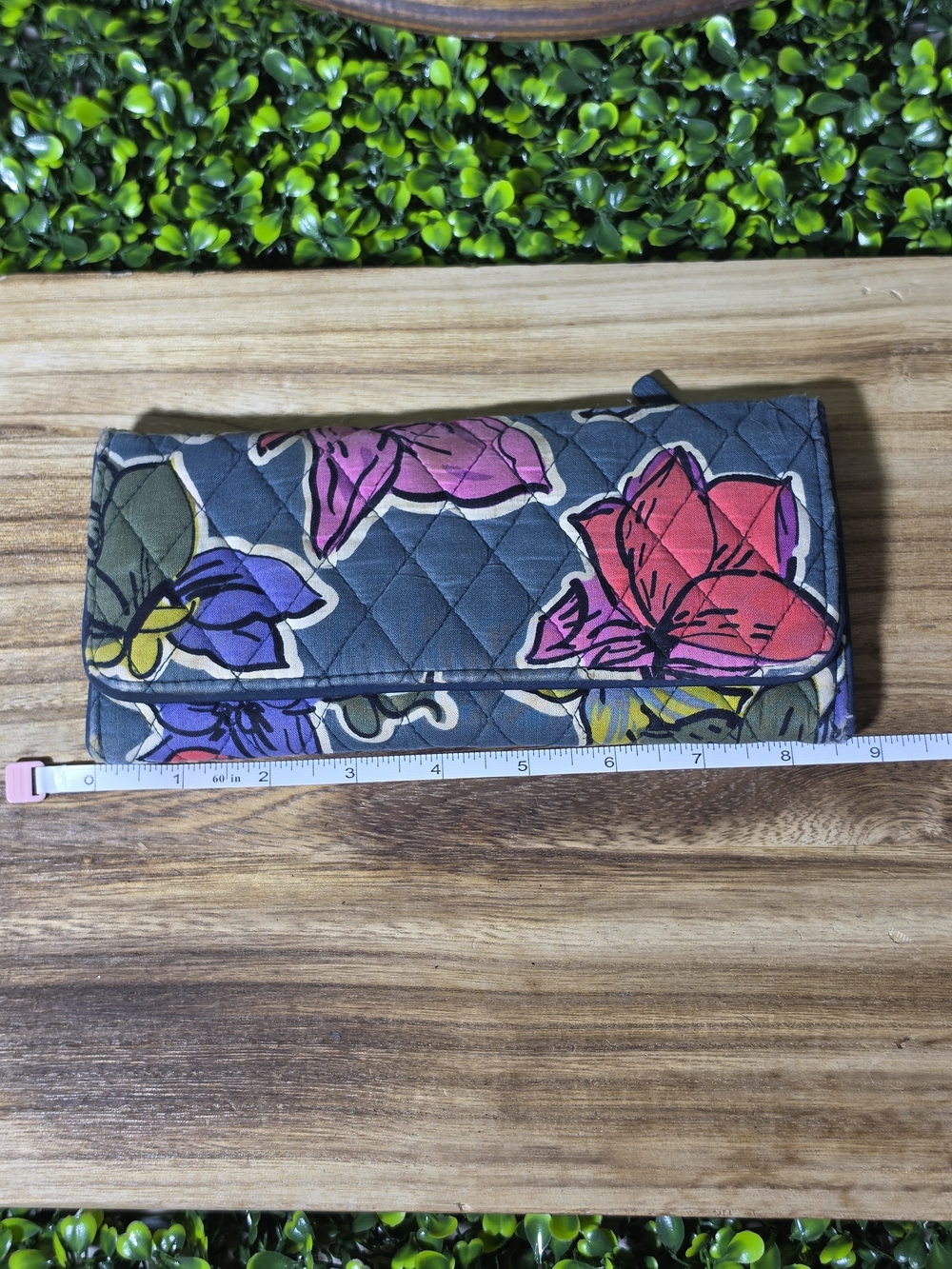 Vera Bradley Quilted Floral Fold-Over Wallet - Blue, Pink, Purple, Red